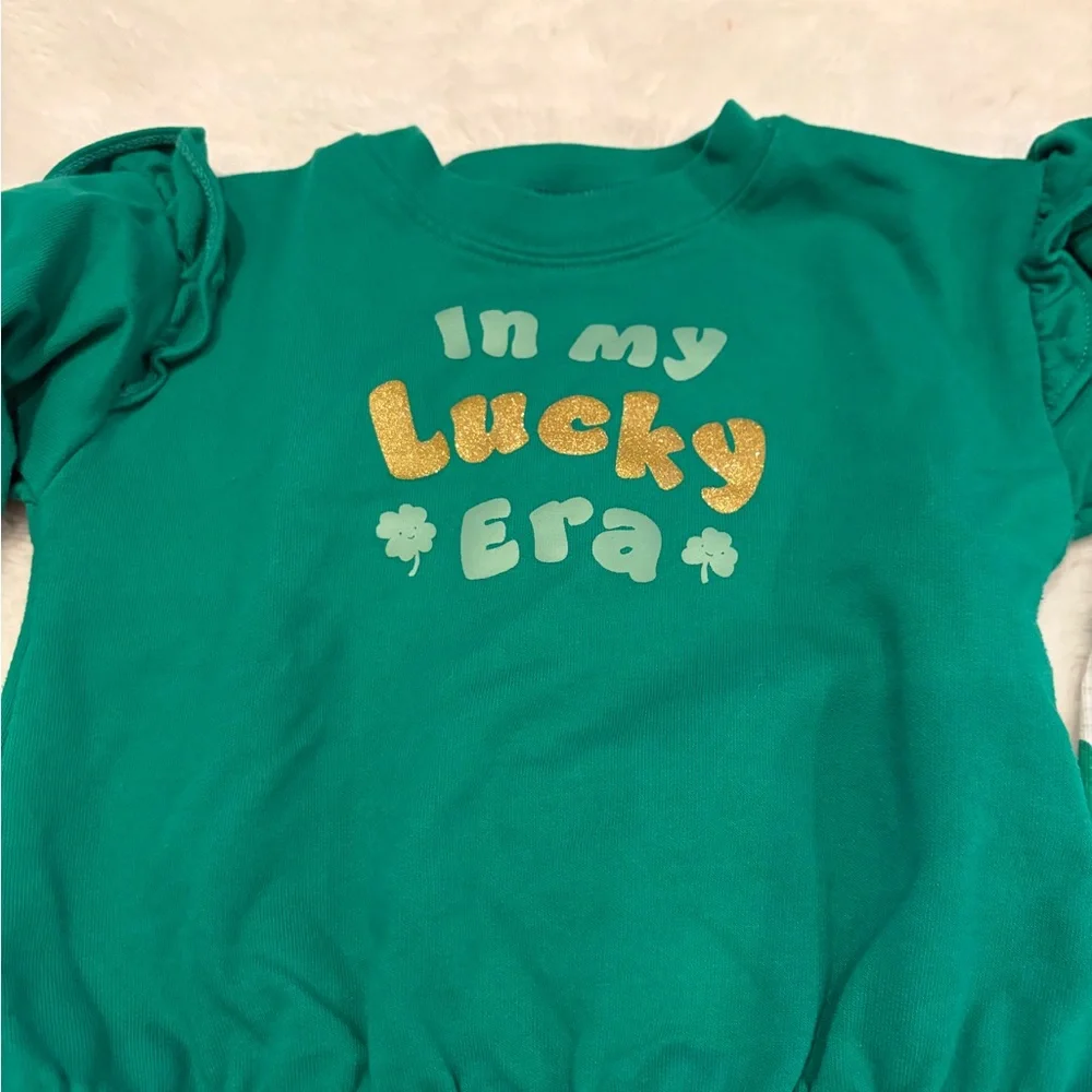 🌸5/$50🌸Carter’s Green "Lucky" Sweatshirt and Shamrock Leggings Set - Picture 3 of 4